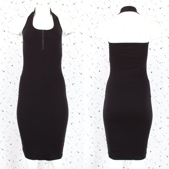 Zenana Outfitters Dresses & Skirts - Black Ribbed Bodycon Halter Midi Dress